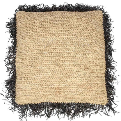 RAFFIA CUSHION SQUARE / BLACK+NATURAL