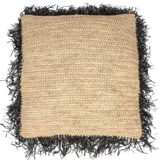 RAFFIA CUSHION SQUARE / BLACK+NATURAL