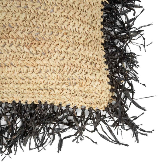 RAFFIA CUSHION SQUARE / BLACK+NATURAL