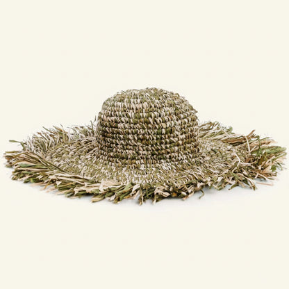 RAFFIA FIESTA HAT | GREEN + NATURAL