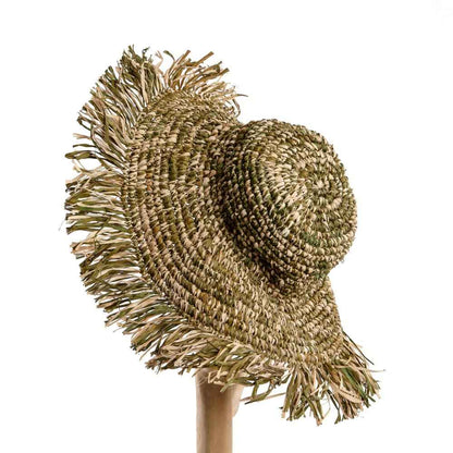 RAFFIA FIESTA HAT | GREEN + NATURAL