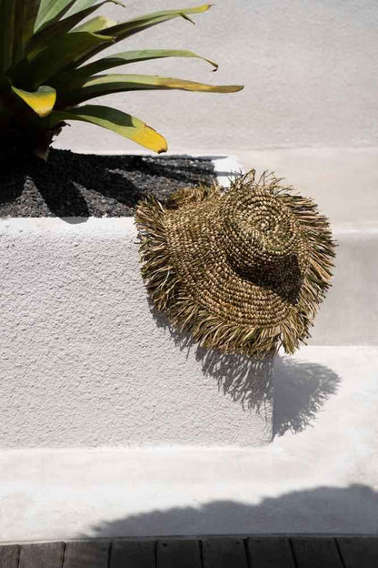 RAFFIA FIESTA HAT | GREEN + NATURAL
