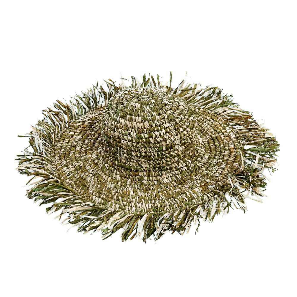 RAFFIA FIESTA HAT | GREEN + NATURAL