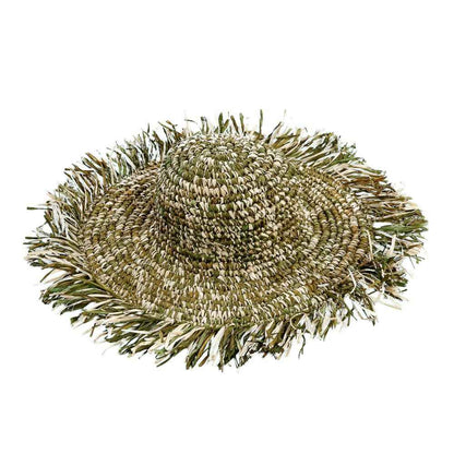 RAFFIA FIESTA HAT | GREEN + NATURAL