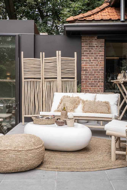 RAFFIA FLORES POUF + COFFEE TABLE | NATURAL