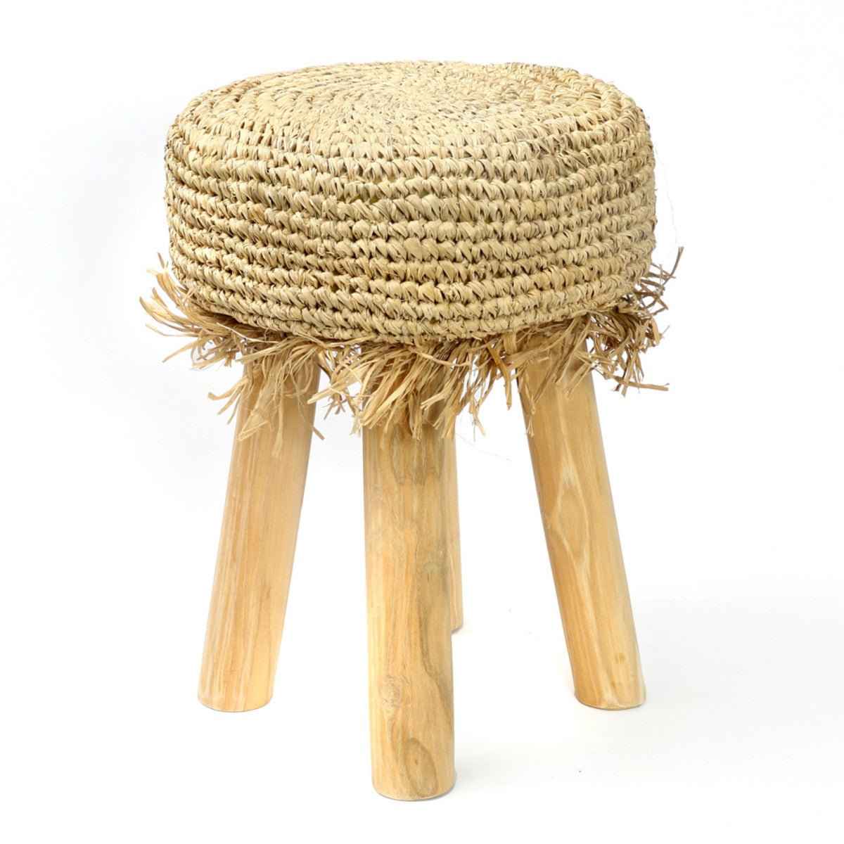 RAFFIA FRINGE STOOL / NATURAL