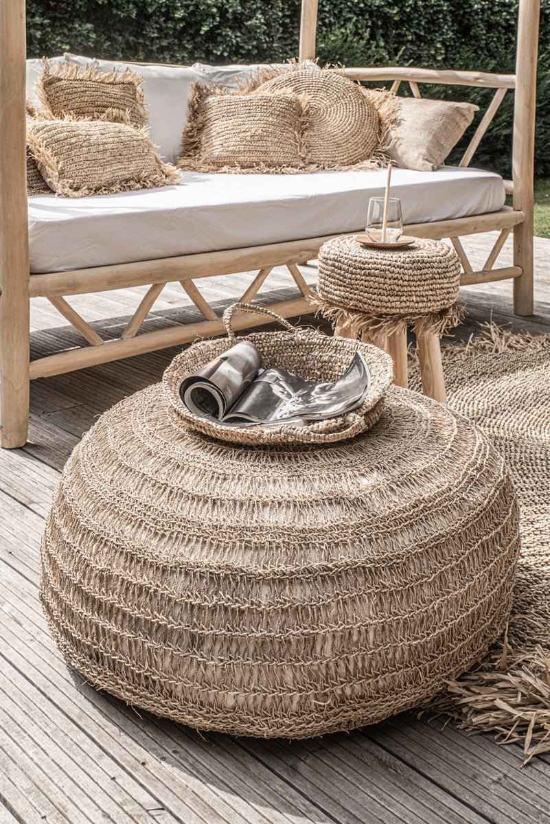RAFFIA FRINGE STOOL / NATURAL