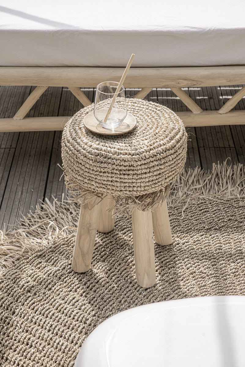 RAFFIA FRINGE STOOL / NATURAL