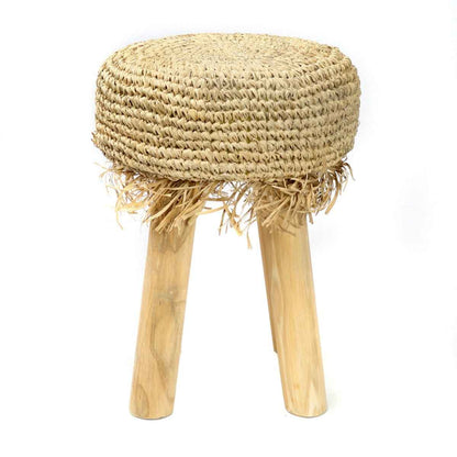 RAFFIA FRINGE STOOL / NATURAL