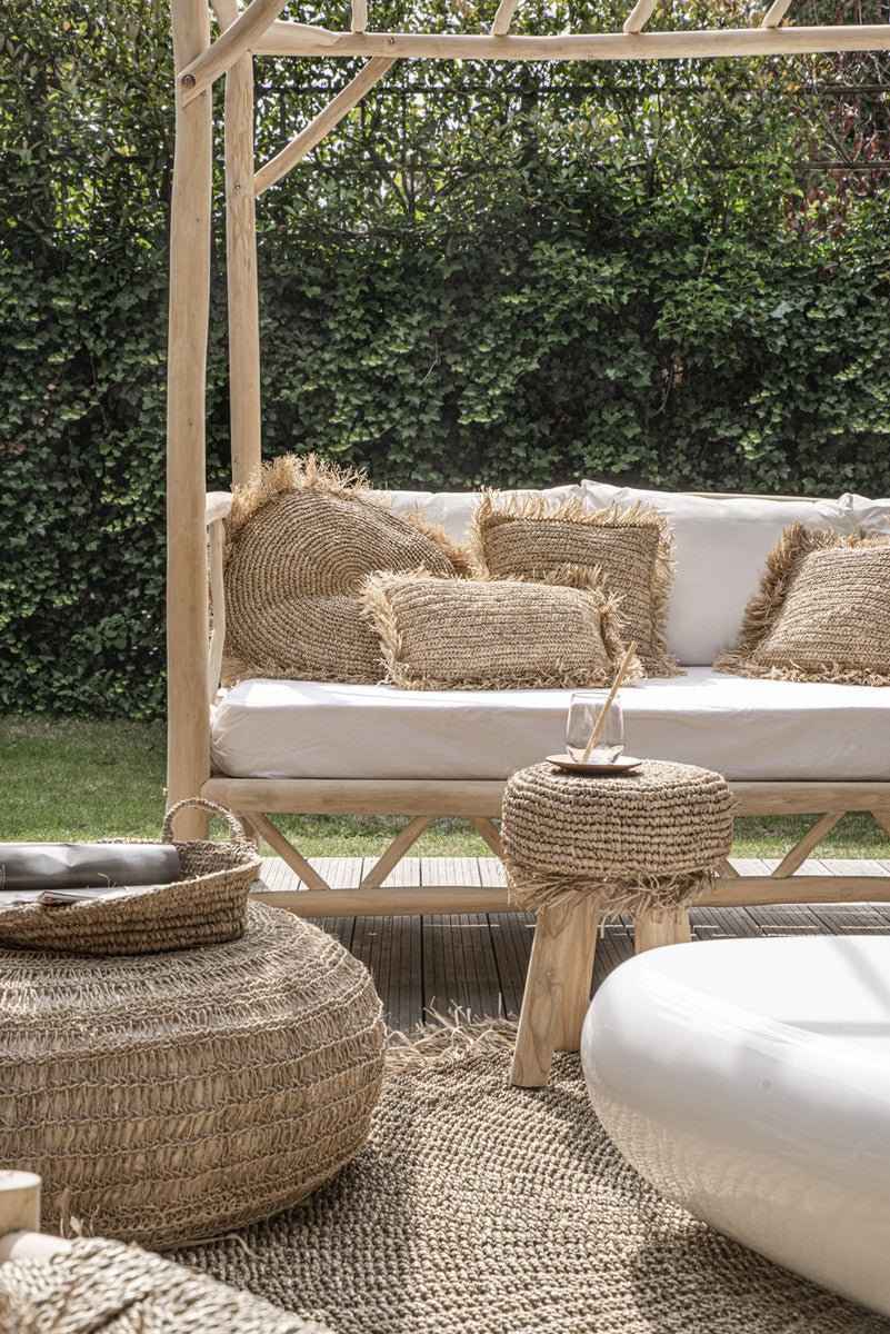 RAFFIA FRINGE STOOL / NATURAL