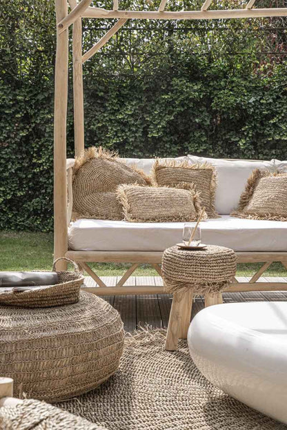 RAFFIA FRINGE STOOL / NATURAL