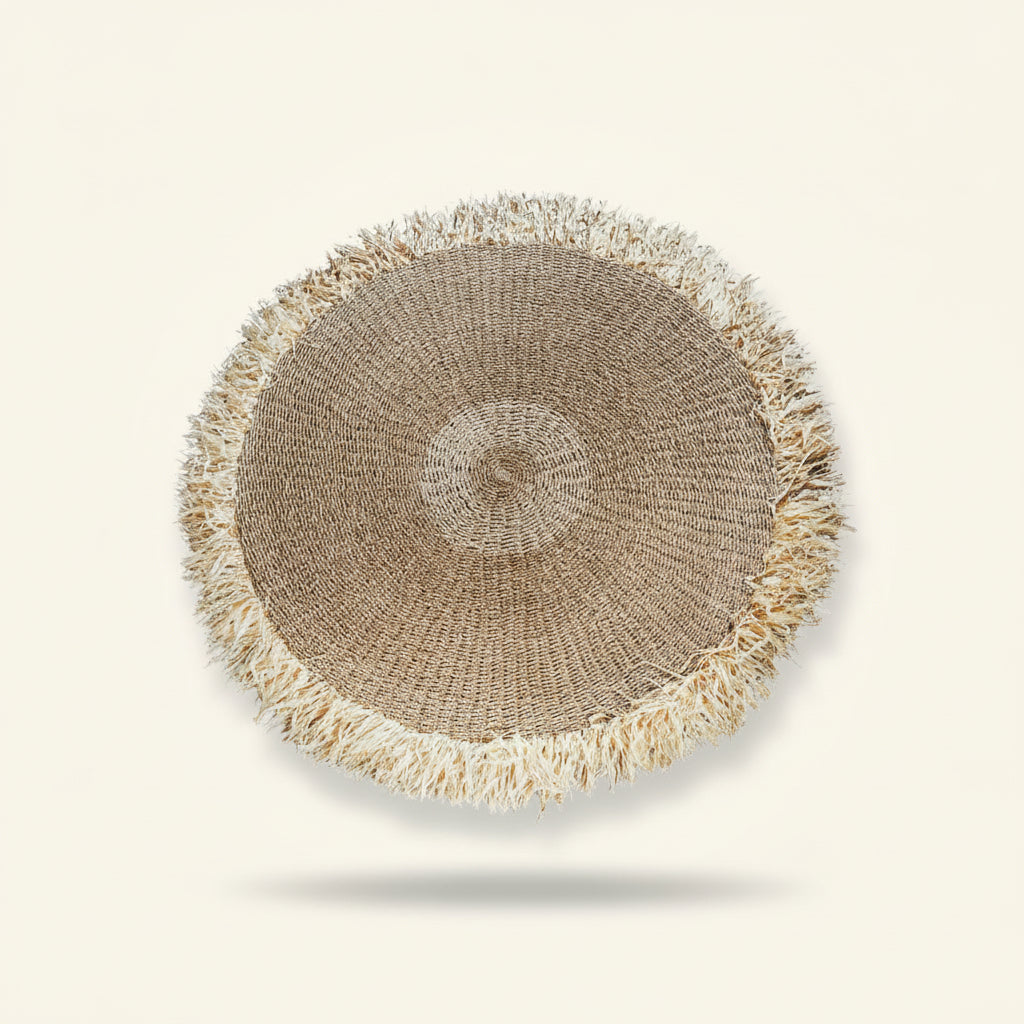 RAFFIA FRINGED CARPET / NATURAL