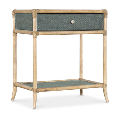 RAFFIA POLE RATTAN BEDSIDE TABLE