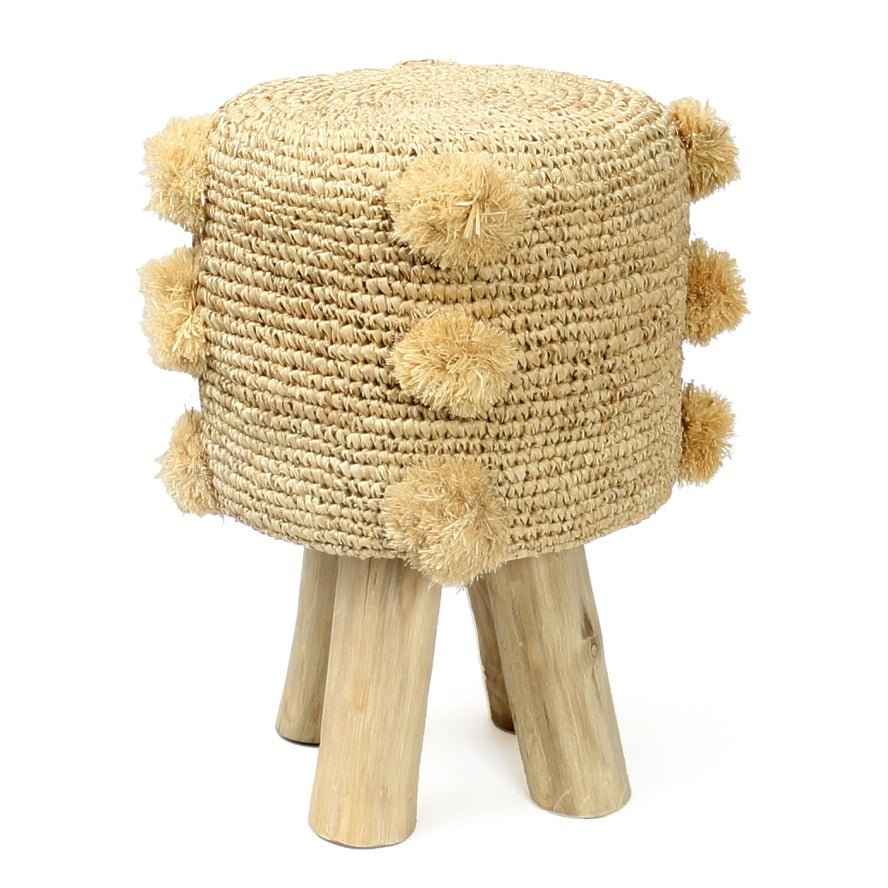 RAFFIA POM POM STOOL