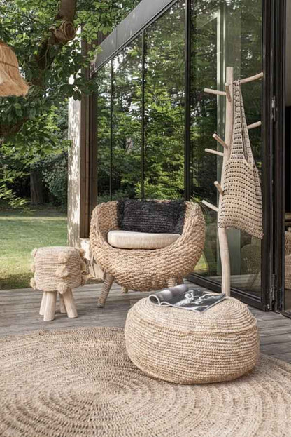 RAFFIA POM POM STOOL