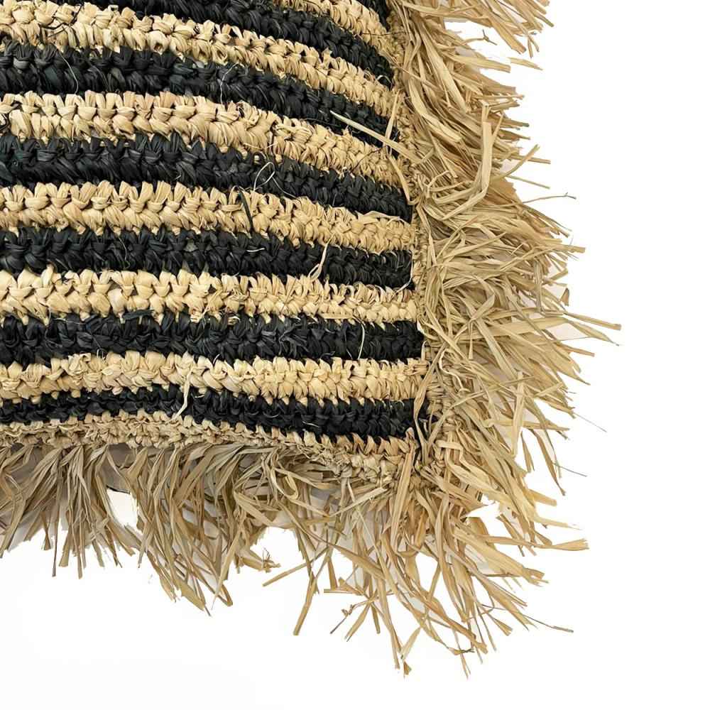 RAFFIA STRIPED CUSHION COVER | NATURAL + BLACK | 60 x 60 CM
