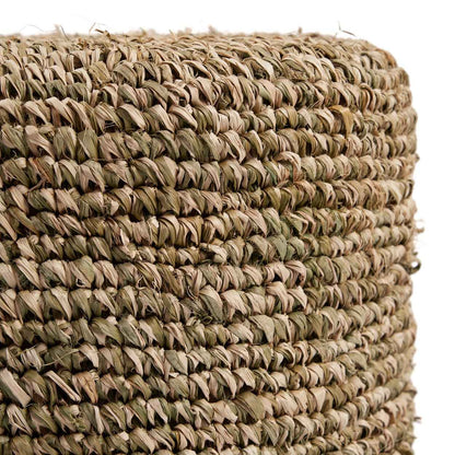RAFFIA TRESSED STOOL | RECLAIMED TEAK | JUNGLE GREEN