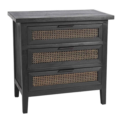 RAFFLES (BED)SIDE TABLE | BLACK WALNUT + RATTAN