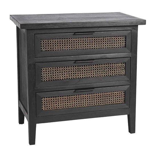 RAFFLES (BED)SIDE TABLE | BLACK WALNUT + RATTAN