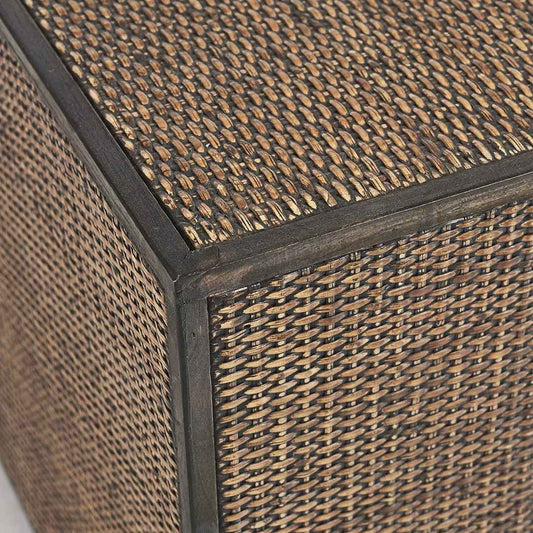 RAFFLES CUBE SIDE TABLE | BLACK WALNUT + RATTAN