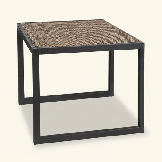 RAFFLES SIDE TABLE | BLACK WALNUT + RATTAN