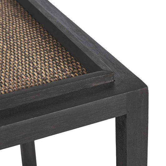 RAFFLES SIDE TABLE | BLACK WALNUT + RATTAN