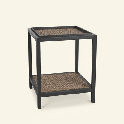 RAFFLES SIDE TABLE | BLACK WALNUT + RATTAN