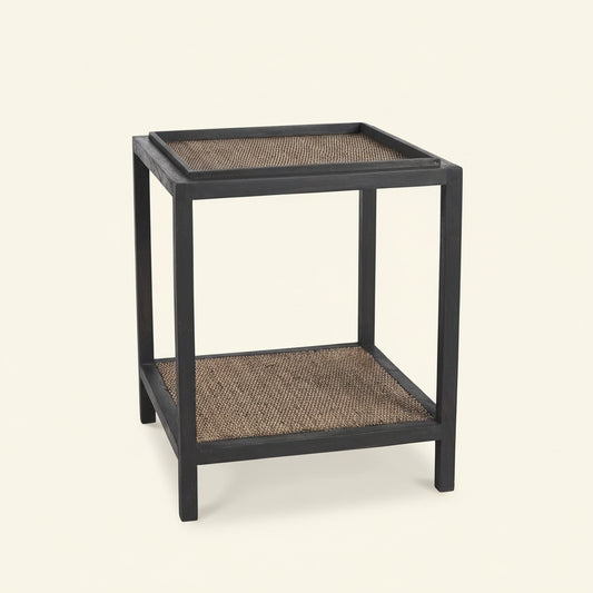 RAFFLES SIDE TABLE | BLACK WALNUT + RATTAN