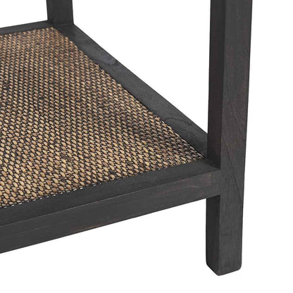 RAFFLES SIDE TABLE | BLACK WALNUT + RATTAN
