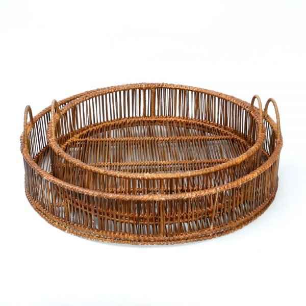 RATTAN ROUND TRAYS / SET OF 2
