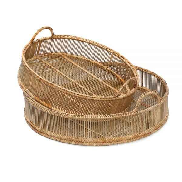 RATTAN ROUND TRAYS / SET OF 2