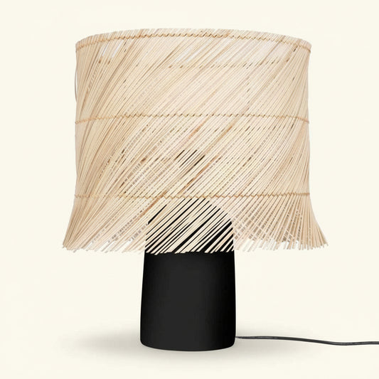 RATTAN TABLE LAMP / BLACK NATURAL