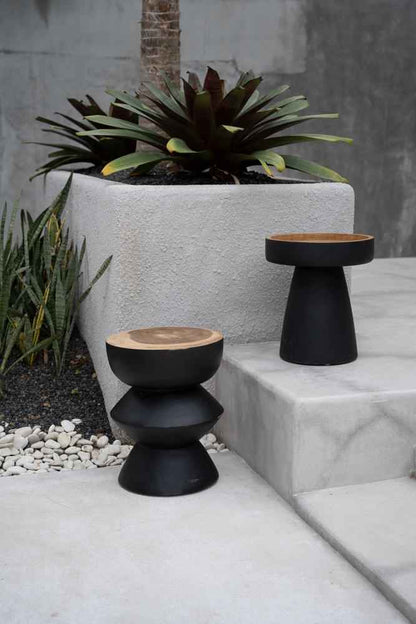 RAYU SIDE TABLE | BLACK + NATURAL