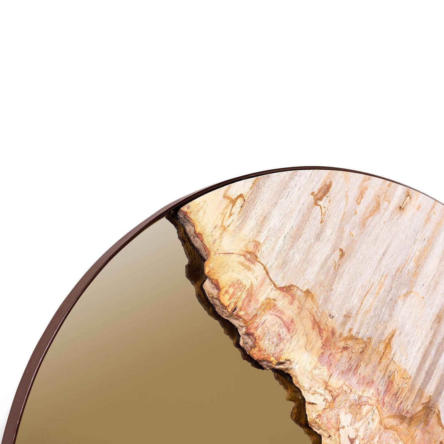 RELIQUE DARBY PETRIFIED WOOD ROUND MIRROR