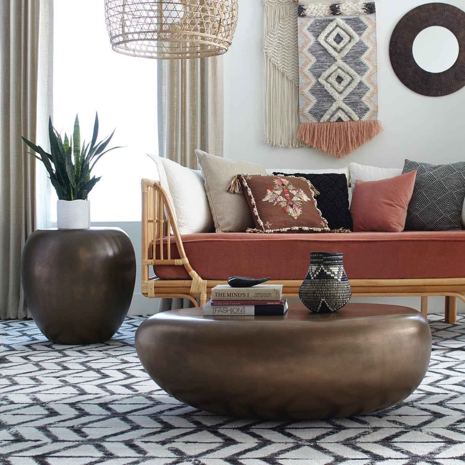 RIVER STONE INDOOR-OUTDOOR COFFEE TABLE: BRONZE