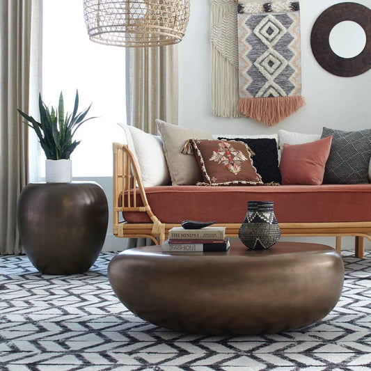 RIVER STONE INDOOR-OUTDOOR COFFEE TABLE: BRONZE