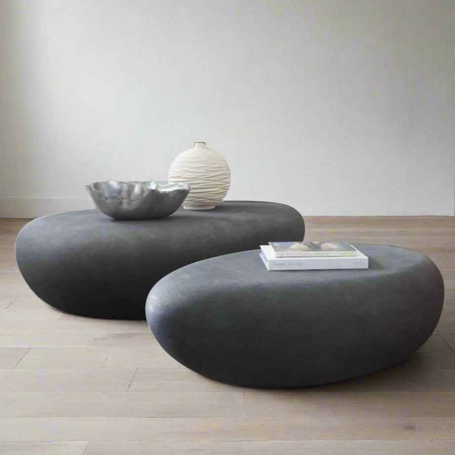 RIVER STONE INDOOR-OUTDOOR COFFEE TABLE: CHARCOAL