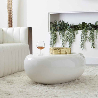 RIVER STONE INDOOR-OUTDOOR COFFEE TABLE: WHITE