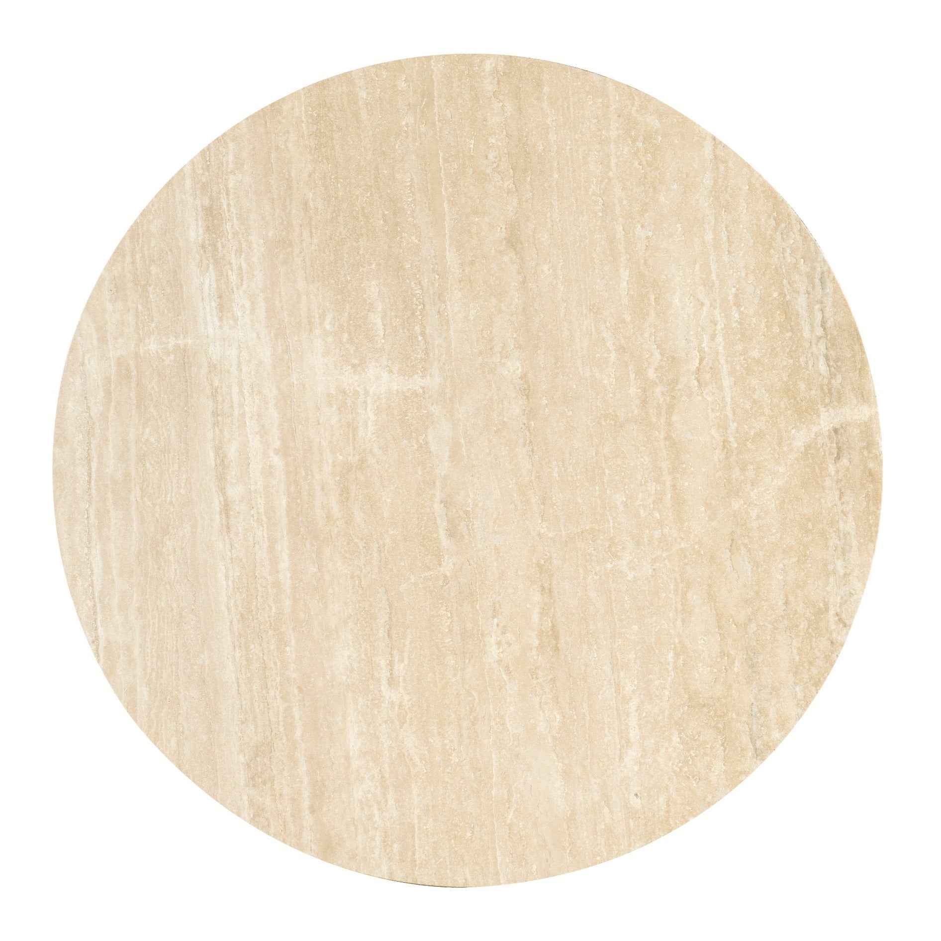 ROPED ROUND TRAVERTINE TOP COCKTAIL TABLE