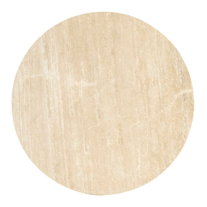 ROPED ROUND TRAVERTINE TOP COCKTAIL TABLE
