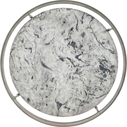 ROUND MOTTLED CONCRETE  + GLASS TOP COFFEE TABLE