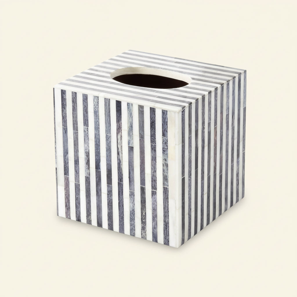 Grey Stripe Bone Inlay Tissue Box