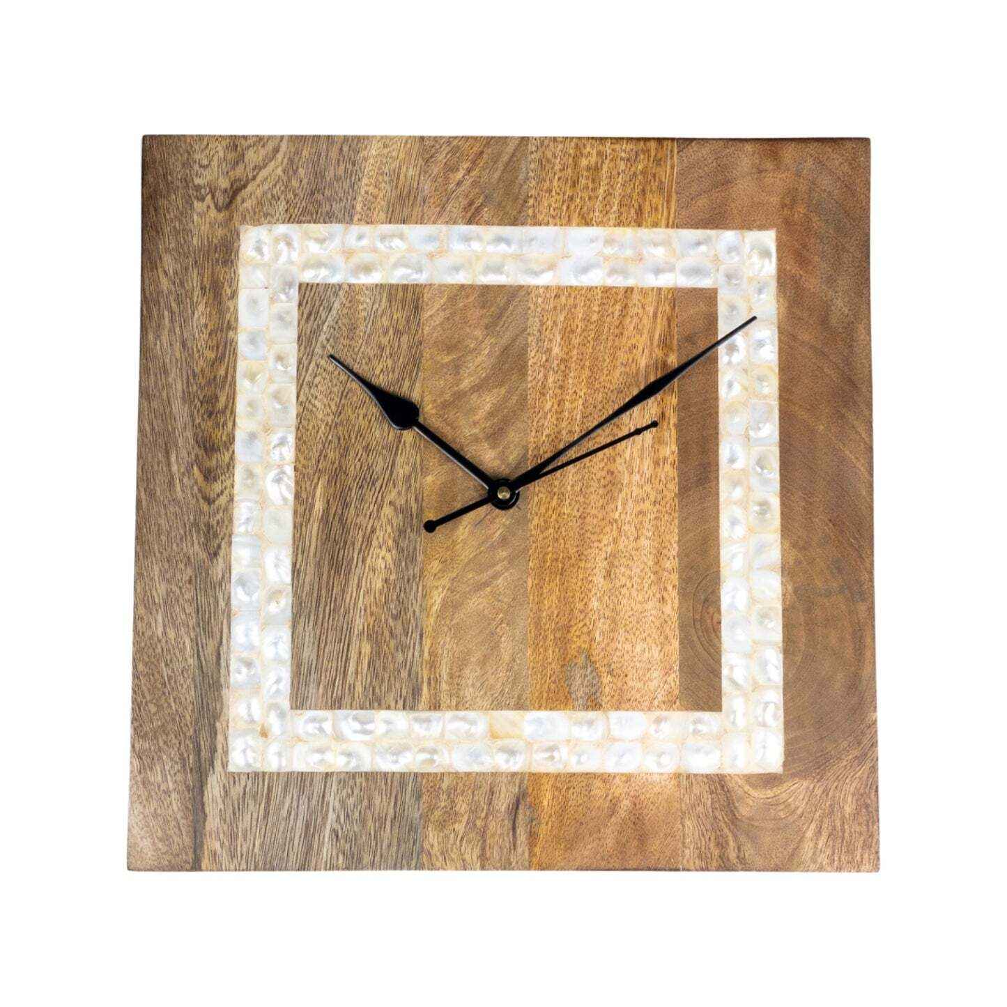 Bone Inlay Wall Clock | Chevron Design White and Grey Clock | Wall Decor Clock