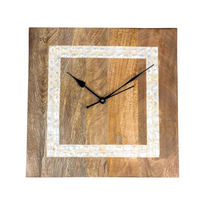Bone Inlay Wall Clock | Chevron Design White and Grey Clock | Wall Decor Clock