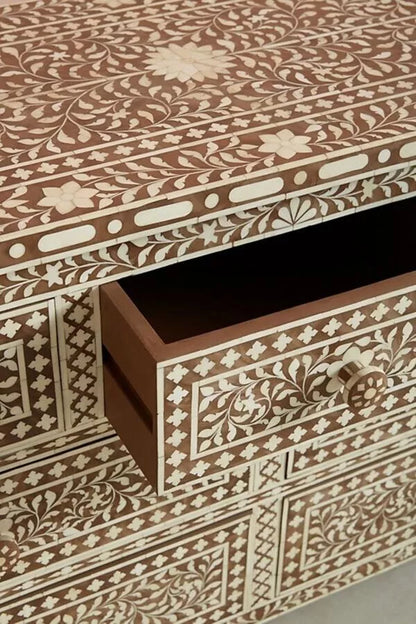 Bone Inlay Chest Of 7 Drawers Floral by Hansa Handicraft