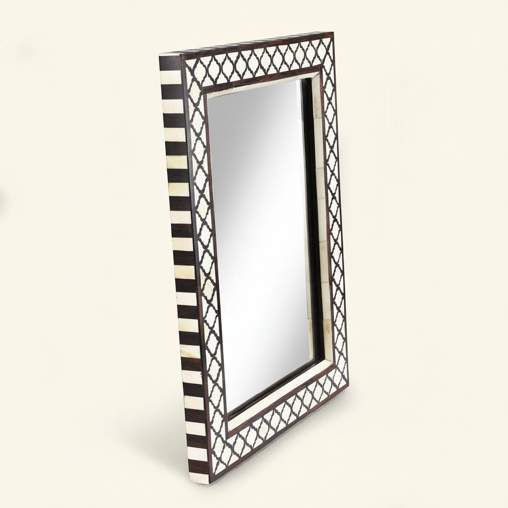 36x24 Inches Bone Inlay Mirror Frame Handmade Decor Design Wood Frame Home Decor