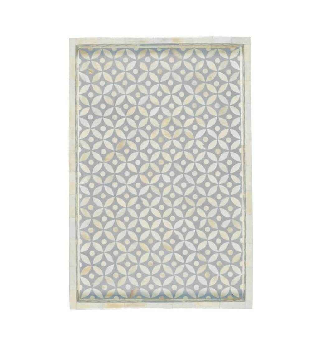 Bone Inlay Geometric Star Design Tray in Grey Color