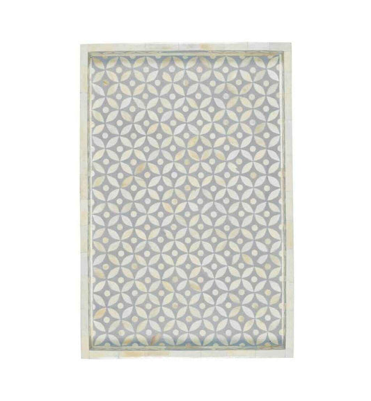 Bone Inlay Geometric Star Design Tray in Grey Color