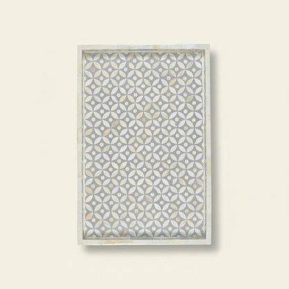 Bone Inlay Geometric Star Design Tray in Grey Color
