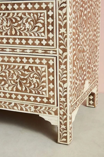 Bone Inlay Chest Of 7 Drawers Floral by Hansa Handicraft